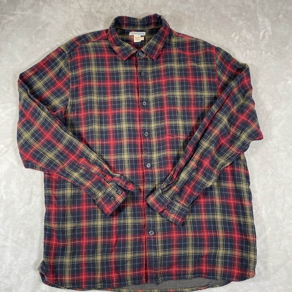 Carbon 2 Cobalt Shirt Mens Large‎ Flannel Plaid Button Down Outdoor